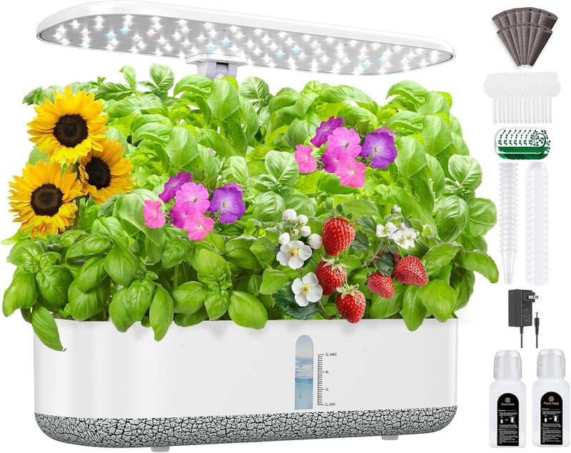 HYPOACE Store نظام زراعة هيدروبونيك كبير 14 بود، حديقة أعشاب داخلية مع ضوء نمو LED، خزان ماء سعة 5 لتر، مجموعة زراعة هيدروبونيك مع 3 مؤقتات تلقائية، لوحة ضوء قابلة للدوران وقفل للأطفال لحدائق المنزل والمدرسة - Image 1